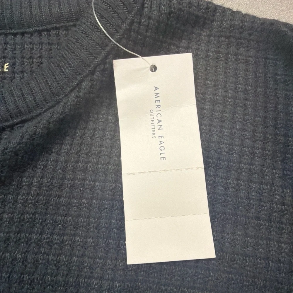 American Eagle Black Waffle-Knit Thermal Long Sleeve Shirt Men's‎ Small NWT